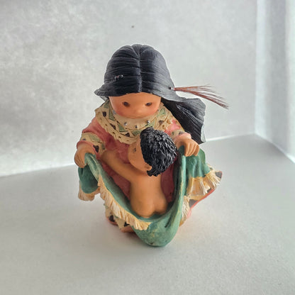 1998 Friends of the Feather Figurine – Girl Swinging Baby – Enesco
