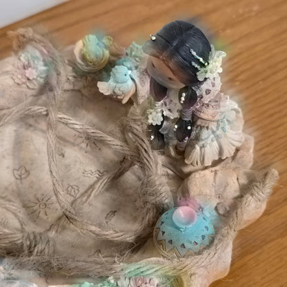 1997 Enesco Friends of the Feather Hanging Bowl Figurine by Karen Hahn