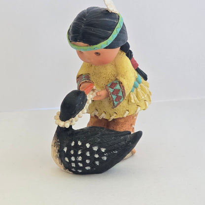 1998 Friends of the Feather Figurine – Girl With Goose – Enesco
