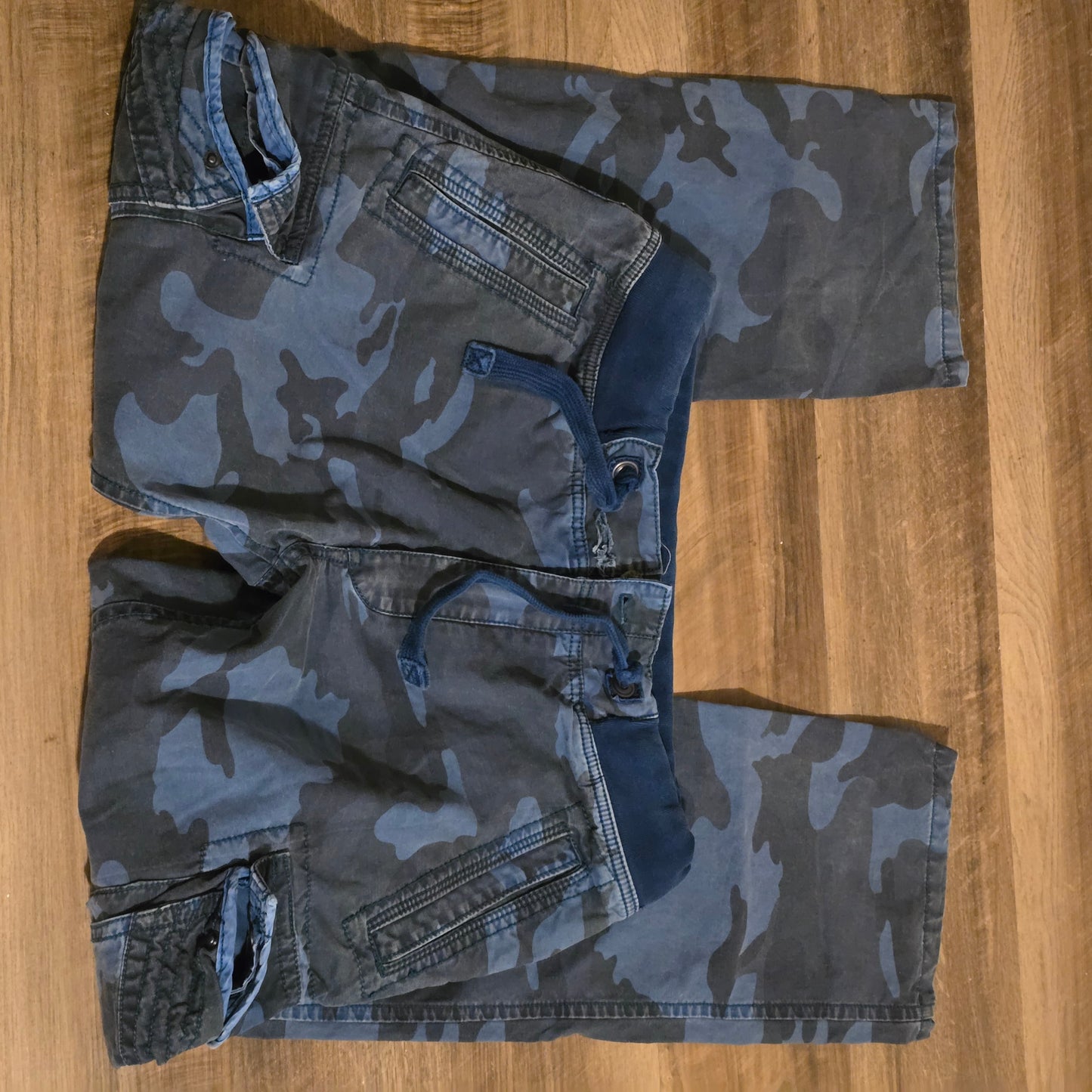 Jet Lag Camo Cargo Jeans – Blue/Gray Military Style Pants