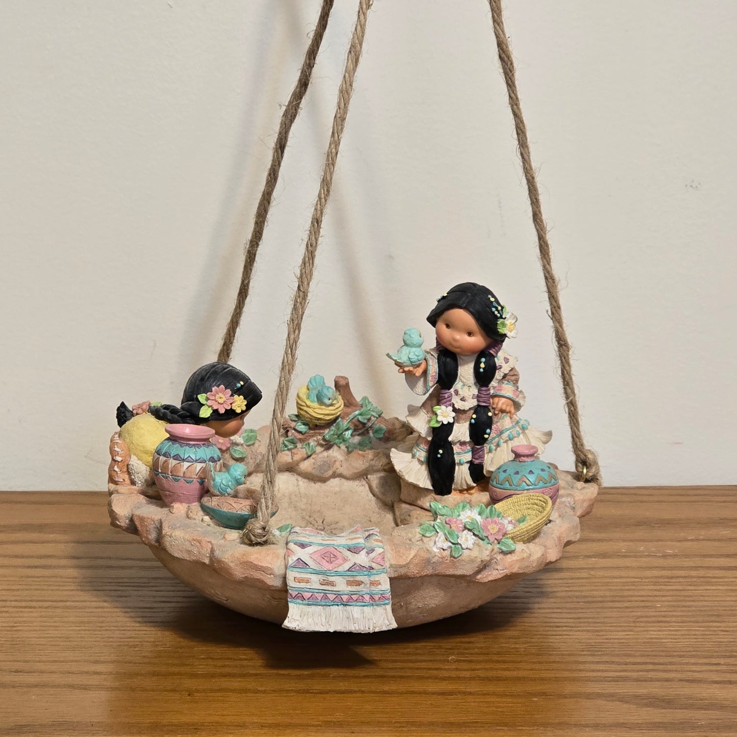 1997 Enesco Friends of the Feather Hanging Bowl Figurine by Karen Hahn