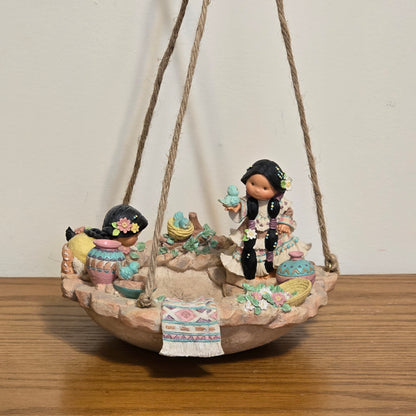 1997 Enesco Friends of the Feather Hanging Bowl Figurine by Karen Hahn