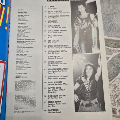 Vintage Hit Parader Heavy Metal Hot Shots April 1988 Whitesnake Megadeth Motley Crue