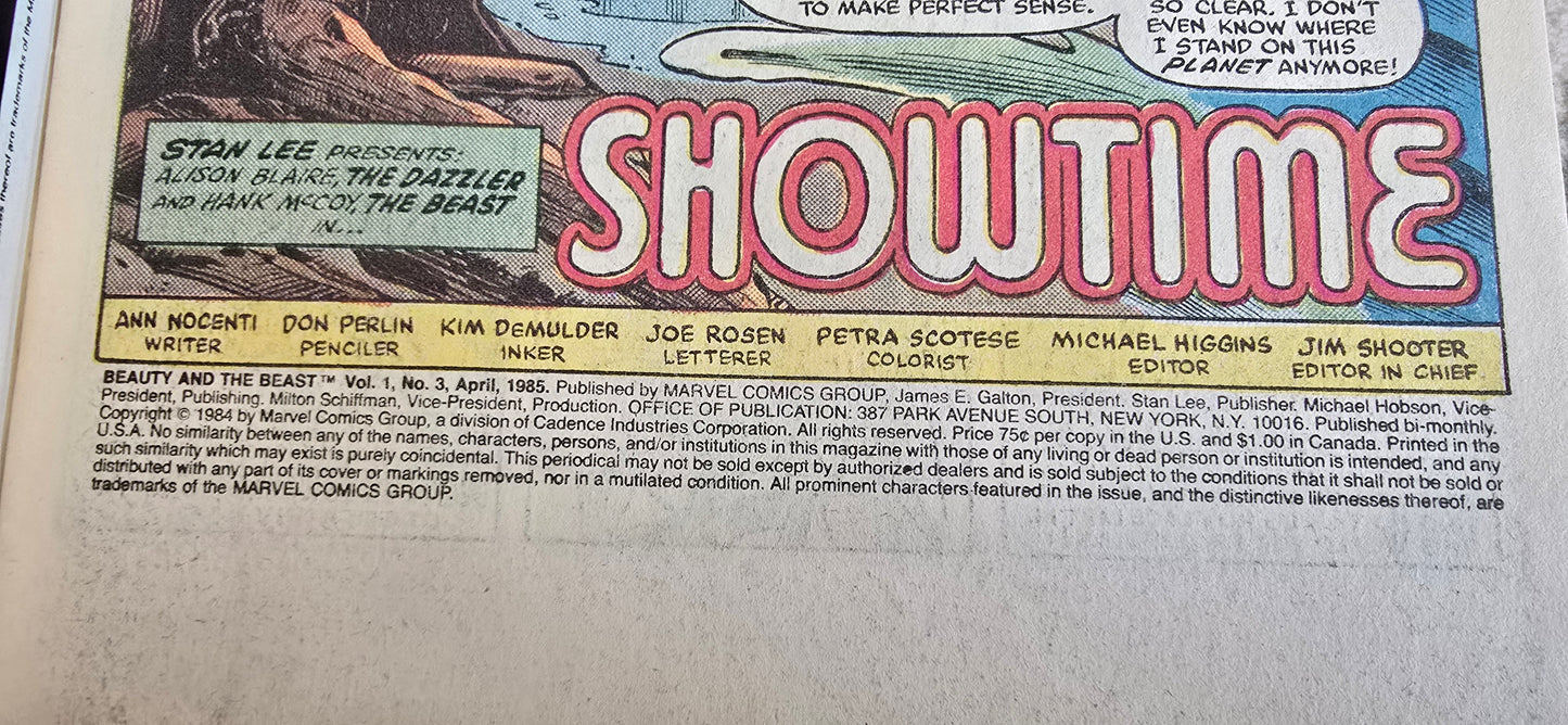 Beauty and the Beast #3 (1985) Marvel Limited Series | Dazzler & Beast | VG+