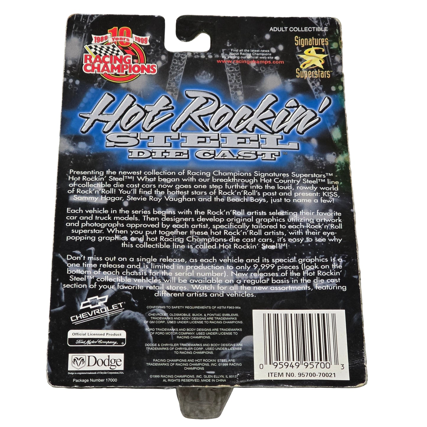 1999 Racing Champions Mötley Crüe Hot Rockin’ Steel Die-Cast Car Limited Edition