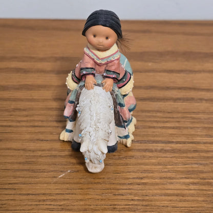 1998 Enesco Friends of the Feather Girl on Horse Figurine by Karen Hahn