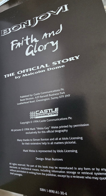 Vintage 1994 Bon Jovi Faith and Glory Book Official Story 90s Rock
