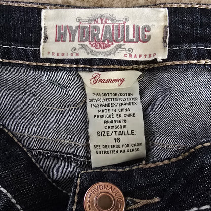 Hydraulic Jeans Size 16 Dark Wash Bootcut Y2K Embroidered