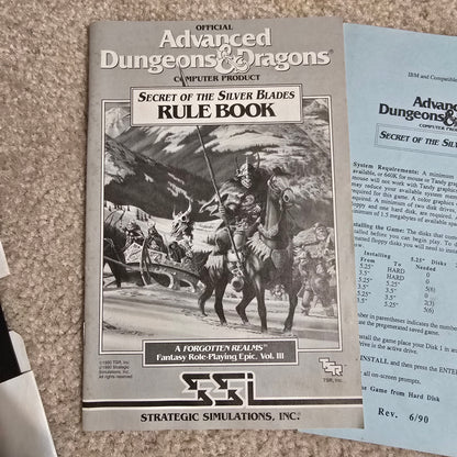 Vintage AD&D Secret of the Silver Blades – IBM PC Big Box SSI Gold Box RPG
