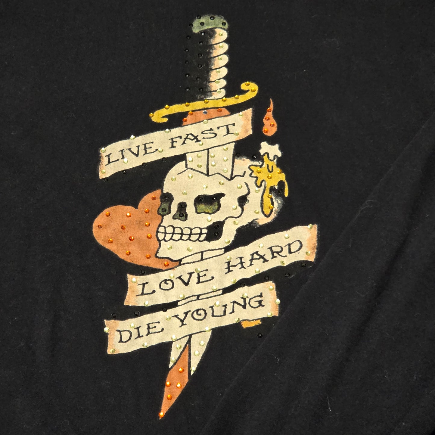 Ed Hardy by Christian Audigier “Live Fast Love Hard Die Young” Skull Long Sleeve Shirt – Size L
