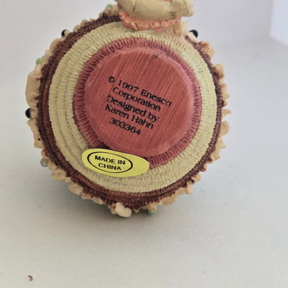 1997 Enesco Karen Hahn Mini Pot Figurine with Dried Flowers – #303364