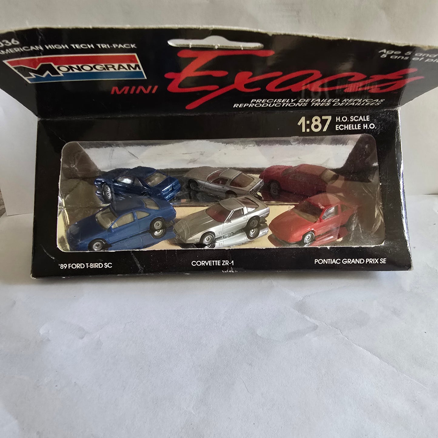 Monogram Mini Exacts 1:87 Tri-Pack Die-Cast Set Ford T-Bird, Corvette, Pontiac