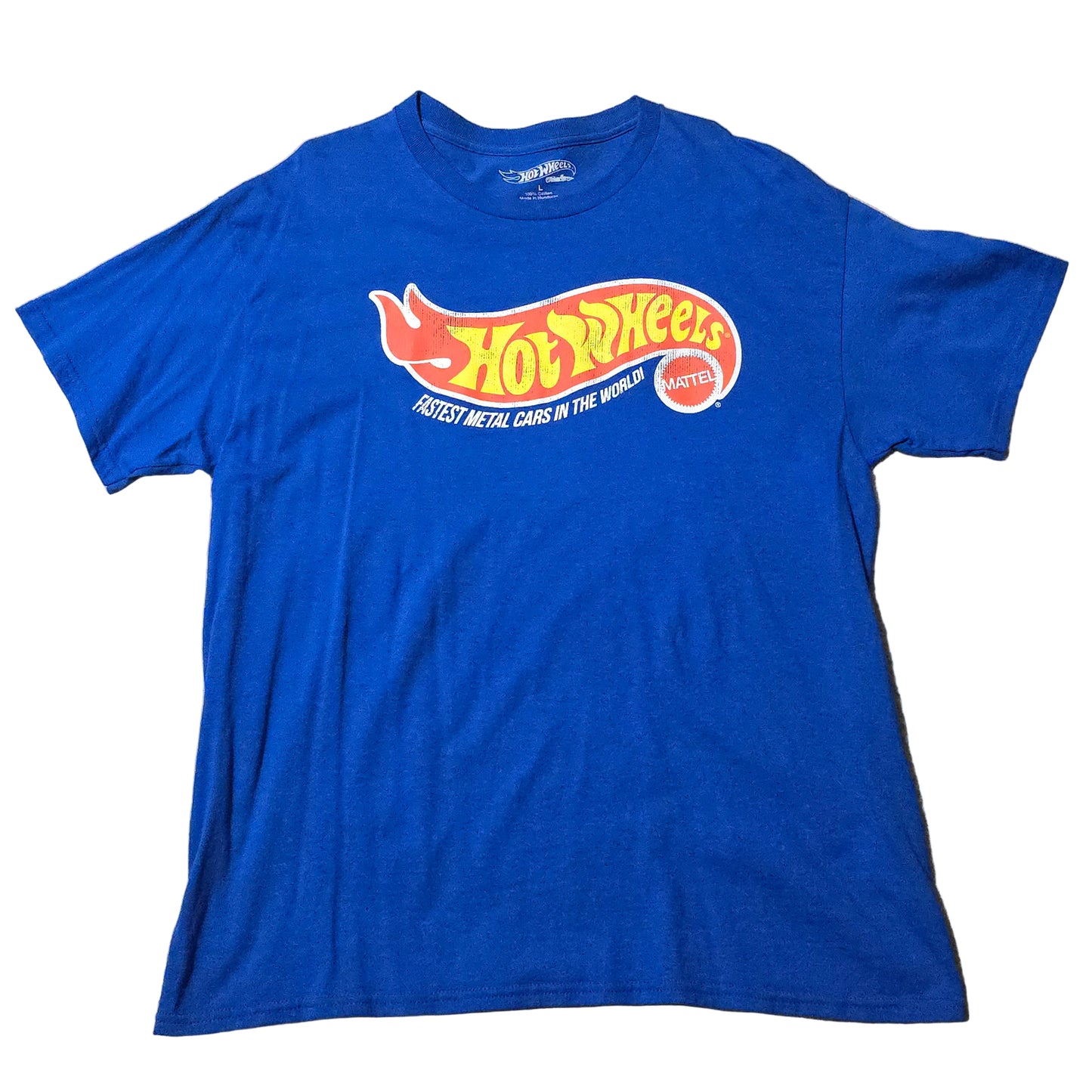 Hot Wheels Logo Blue Graphic Tee – Men’s Large (2015 Mattel)