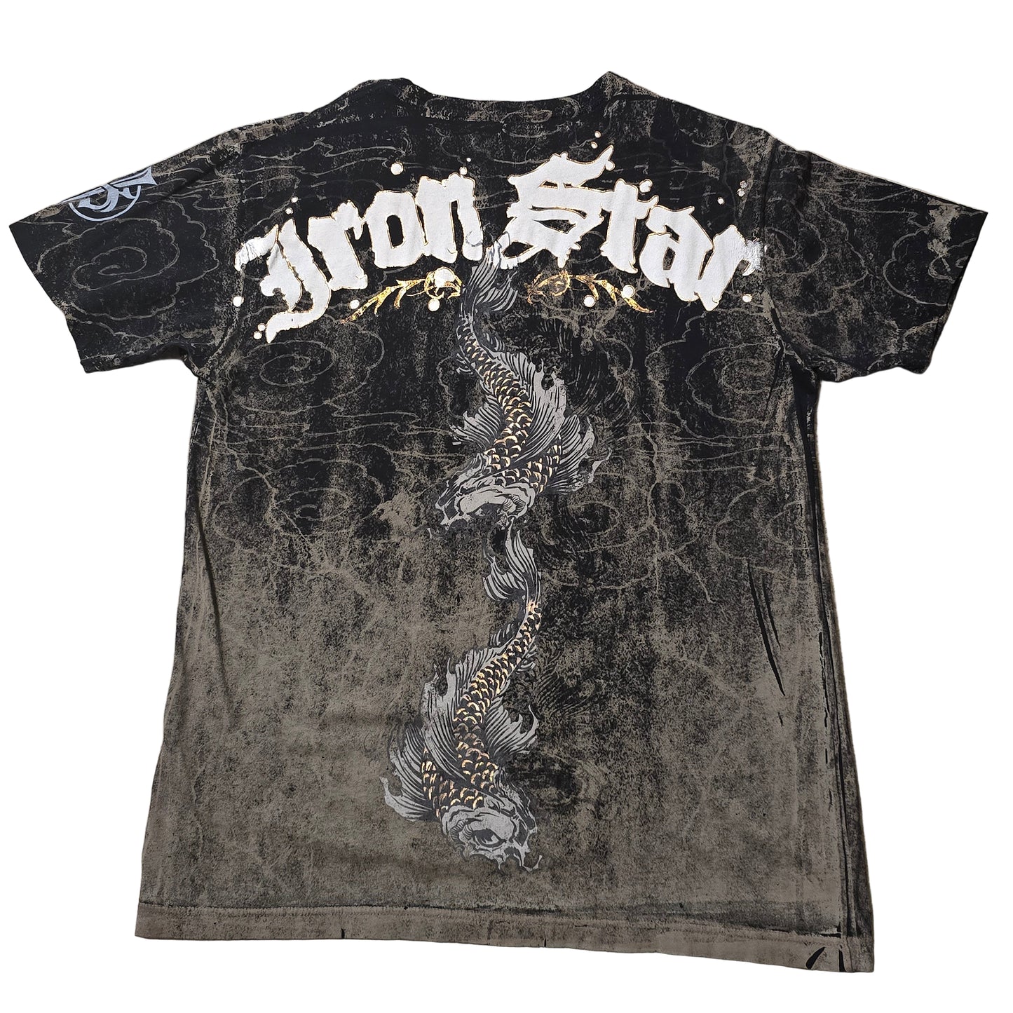 Iron Star Koi Dragon & Skull Graphic Tee – Men’s Large (Distressed)