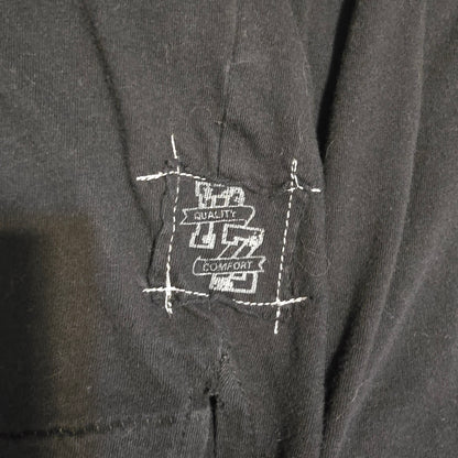 Point Zero Henley T-Shirt Skull Bird Graphic Black Vintage Wash Medium