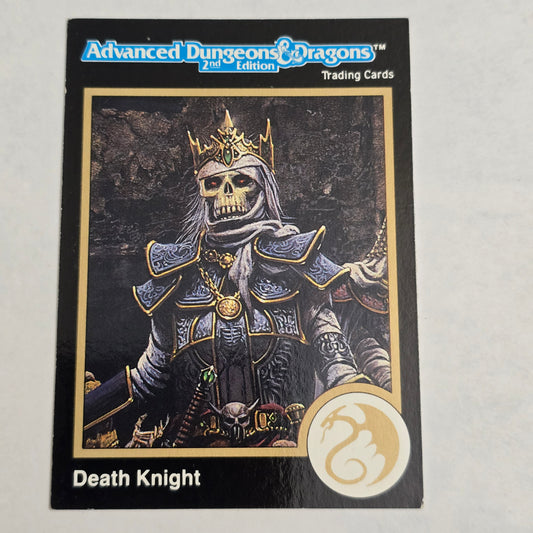 Trading card featuring a Death Knight from Dungeons & Dragons on a gray background