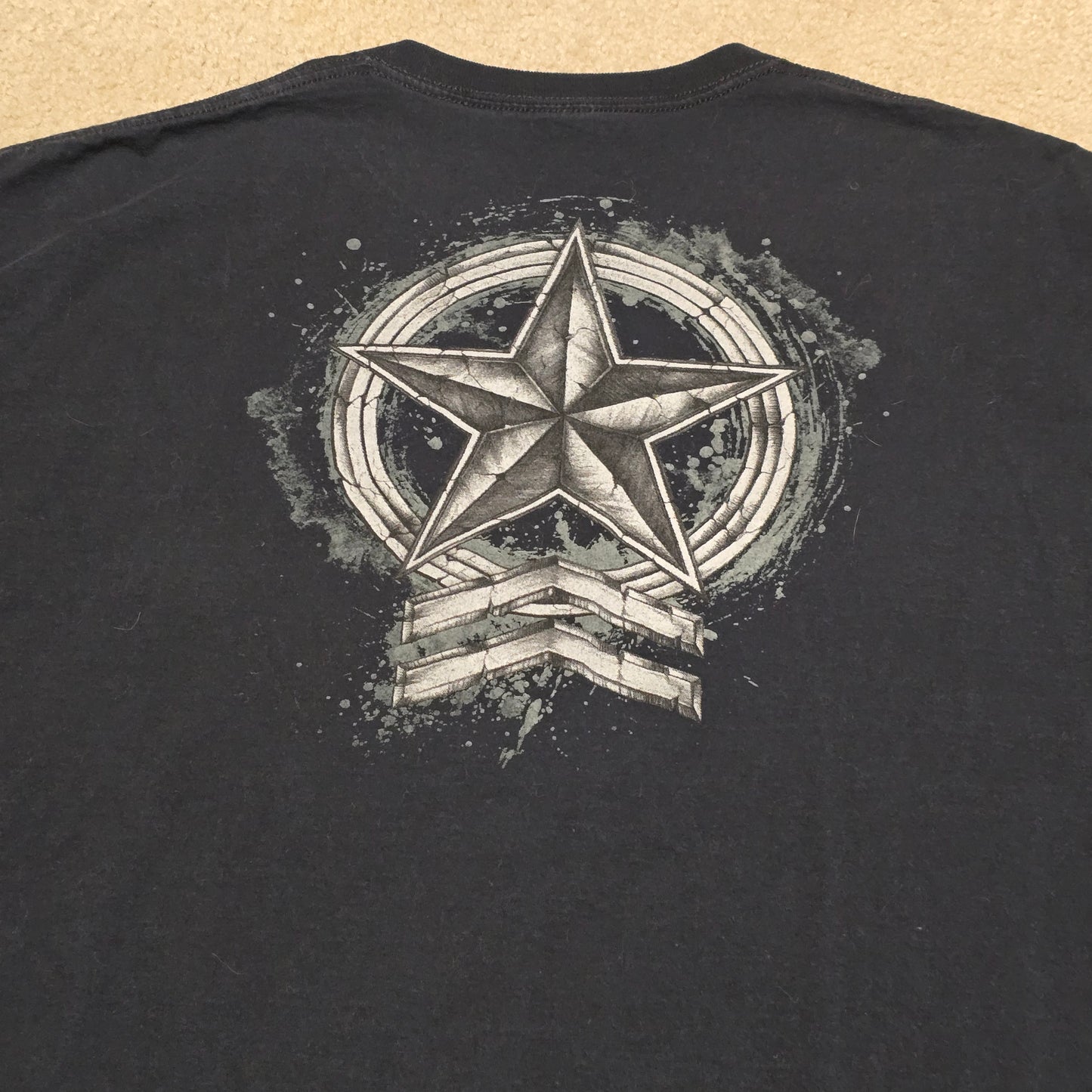 Sinister Brand Skull Wings Crossbones Star Graphic T-Shirt Black XL Biker Tee