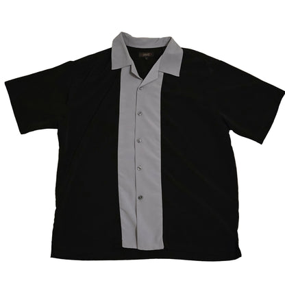 Philippe Marcel Black Gray Bowling Shirt Short Sleeve Button Front Size Large