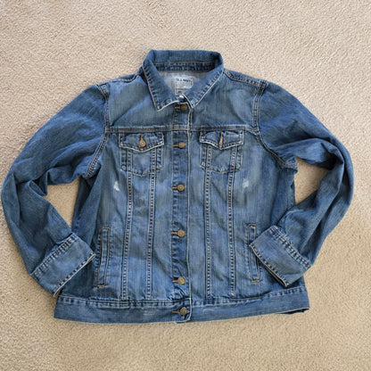 Old Navy Denim Jacket XXL Light Wash Distressed Jean Jacket