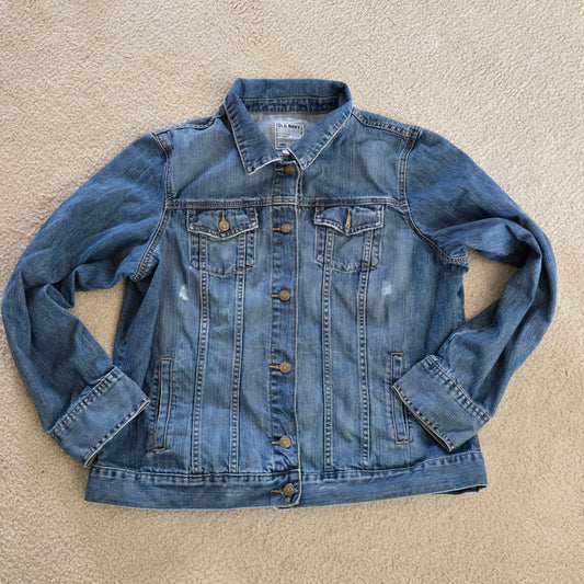 Old Navy Denim Jacket XXL Light Wash Distressed Jean Jacket