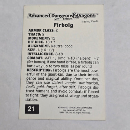 Firbolg — AD&D 2E Trading Card (#21, 1992 Gold Icon)