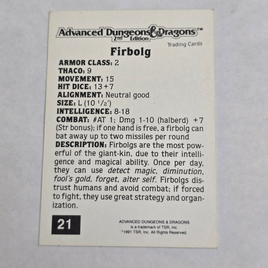 Firbolg — AD&D 2E Trading Card (#21, 1992 Gold Icon)