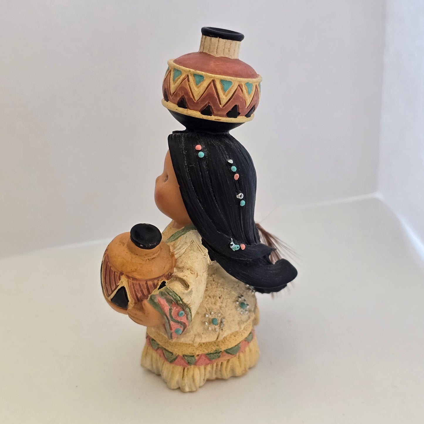 1998 Friends of the Feather Figurine – Girl Carrying Painted Pots – Enesco