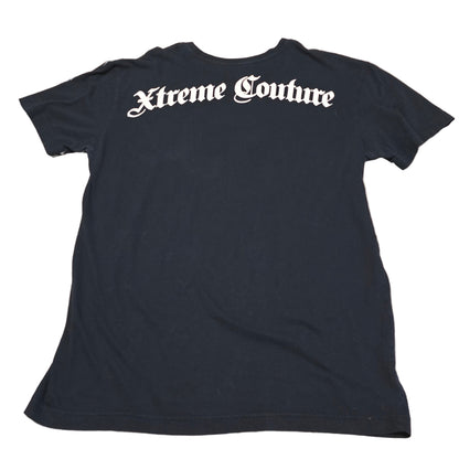 Xtreme Couture Double Skull Wing Graphic T-Shirt Black Size L Made in USA