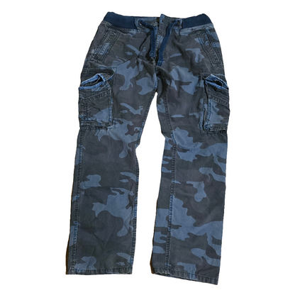 Jet Lag Camo Cargo Jeans – Blue/Gray Military Style Pants