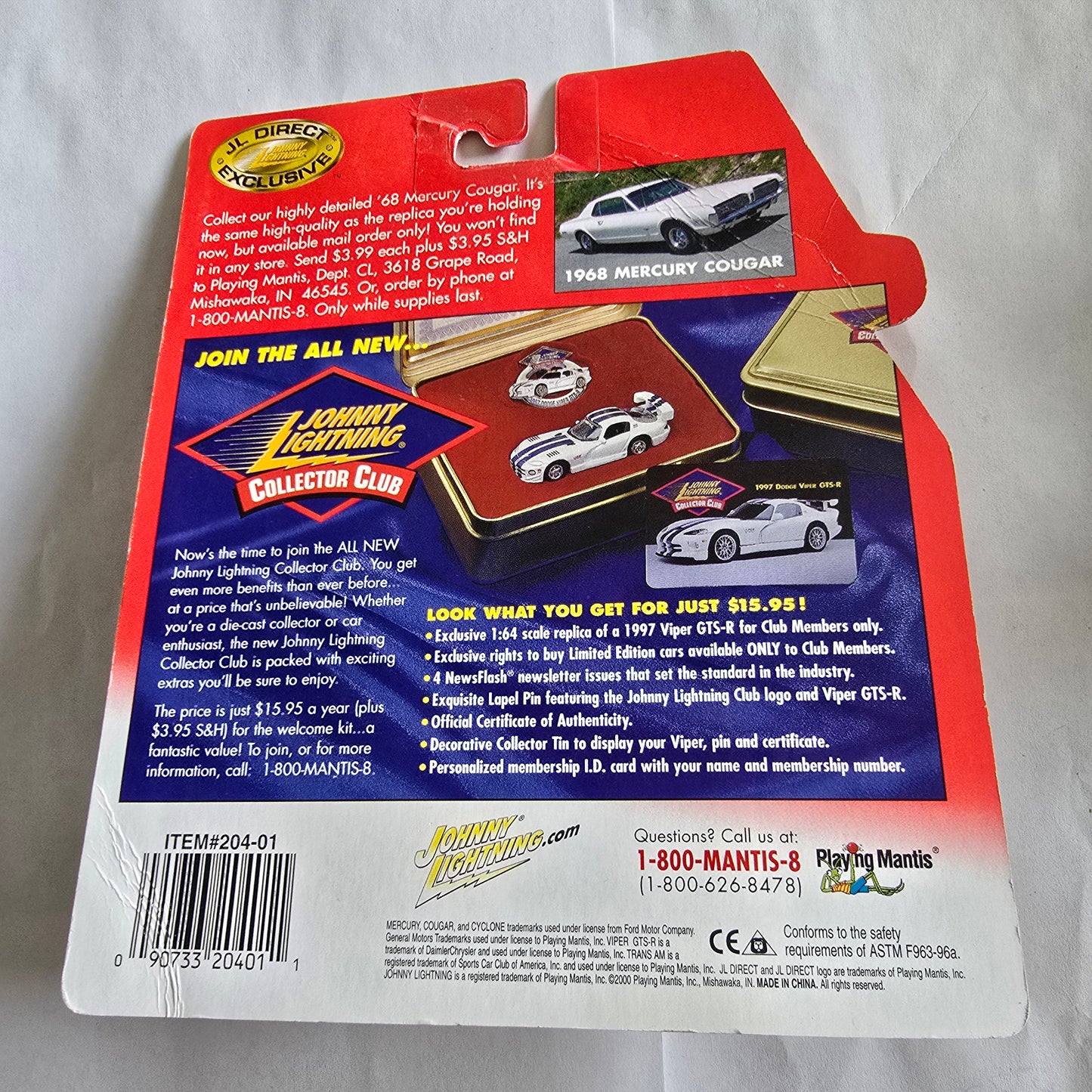 Johnny Lightning Muscle Cars USA 1968 Cougar XR7 Die-Cast Black New Sealed