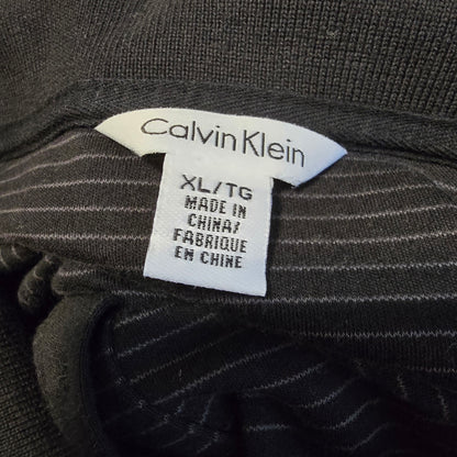 Calvin Klein Black Gray Pinstripe Polo Shirt Size XL Classic Fit Casual