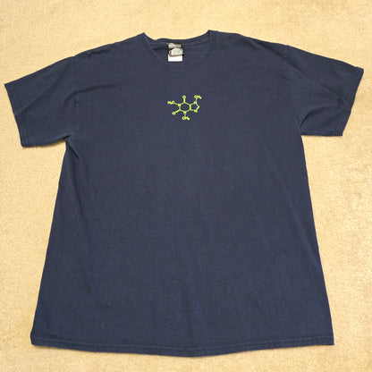 ThinkGeek Caffeine Molecule T-Shirt Navy Blue Large