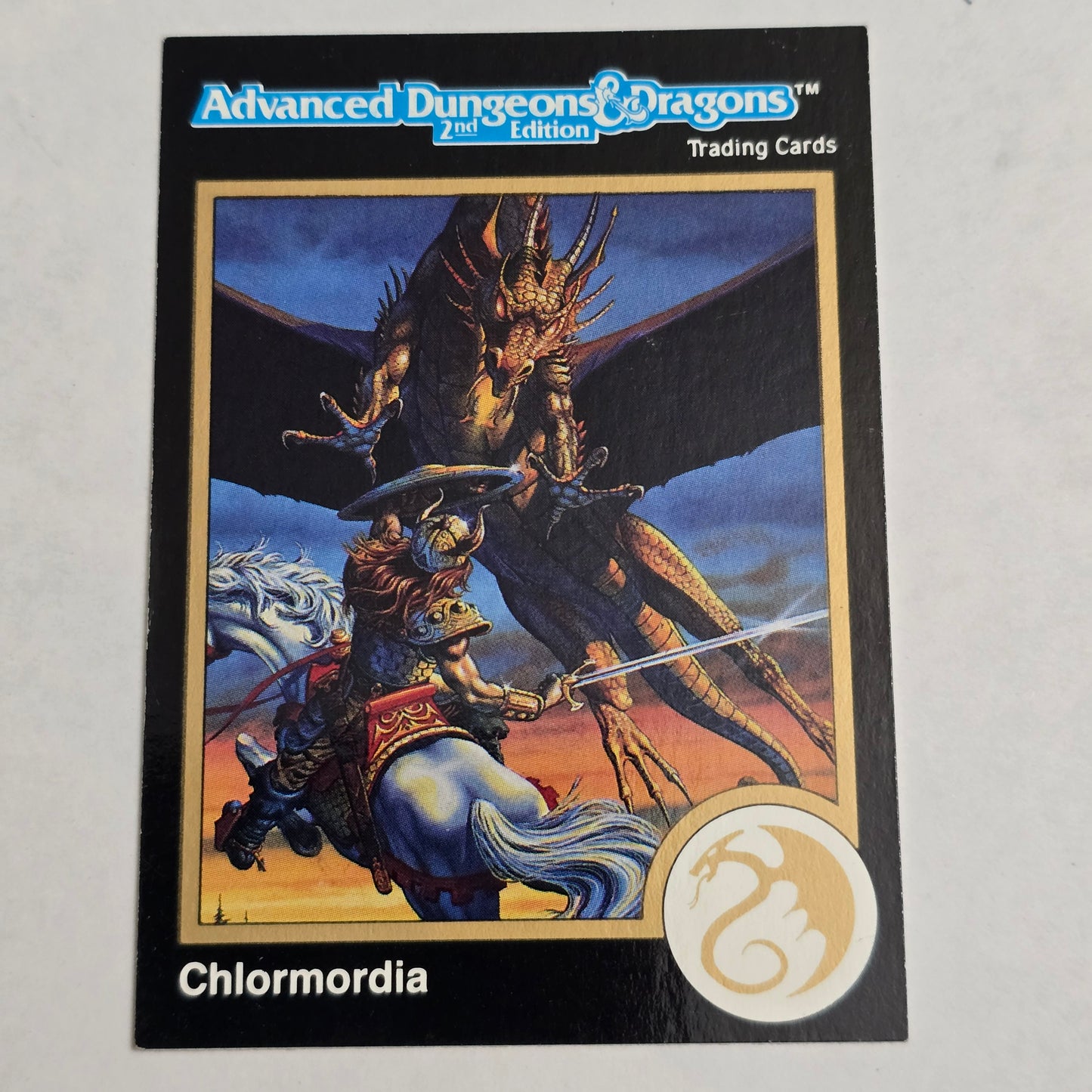AD&D 2E Trading Card — Chlormordia, Green Dragon (#24) — Gold Border (1992)