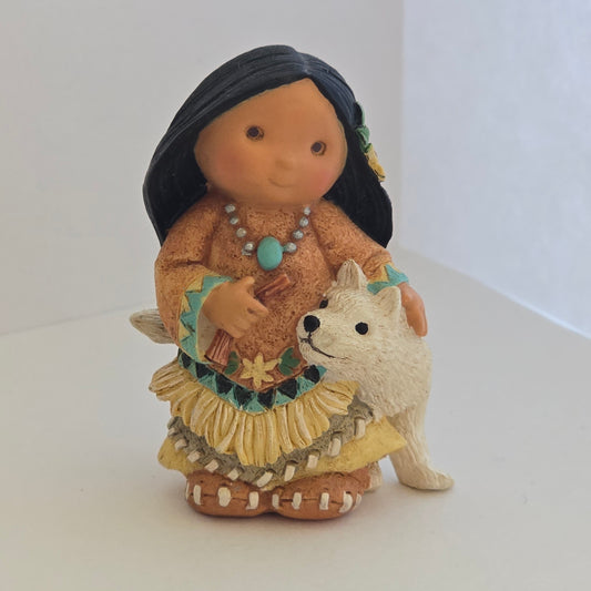 1998 Friends of the Feather – Girl with White Dog Figurine – Enesco – Karen Hahn