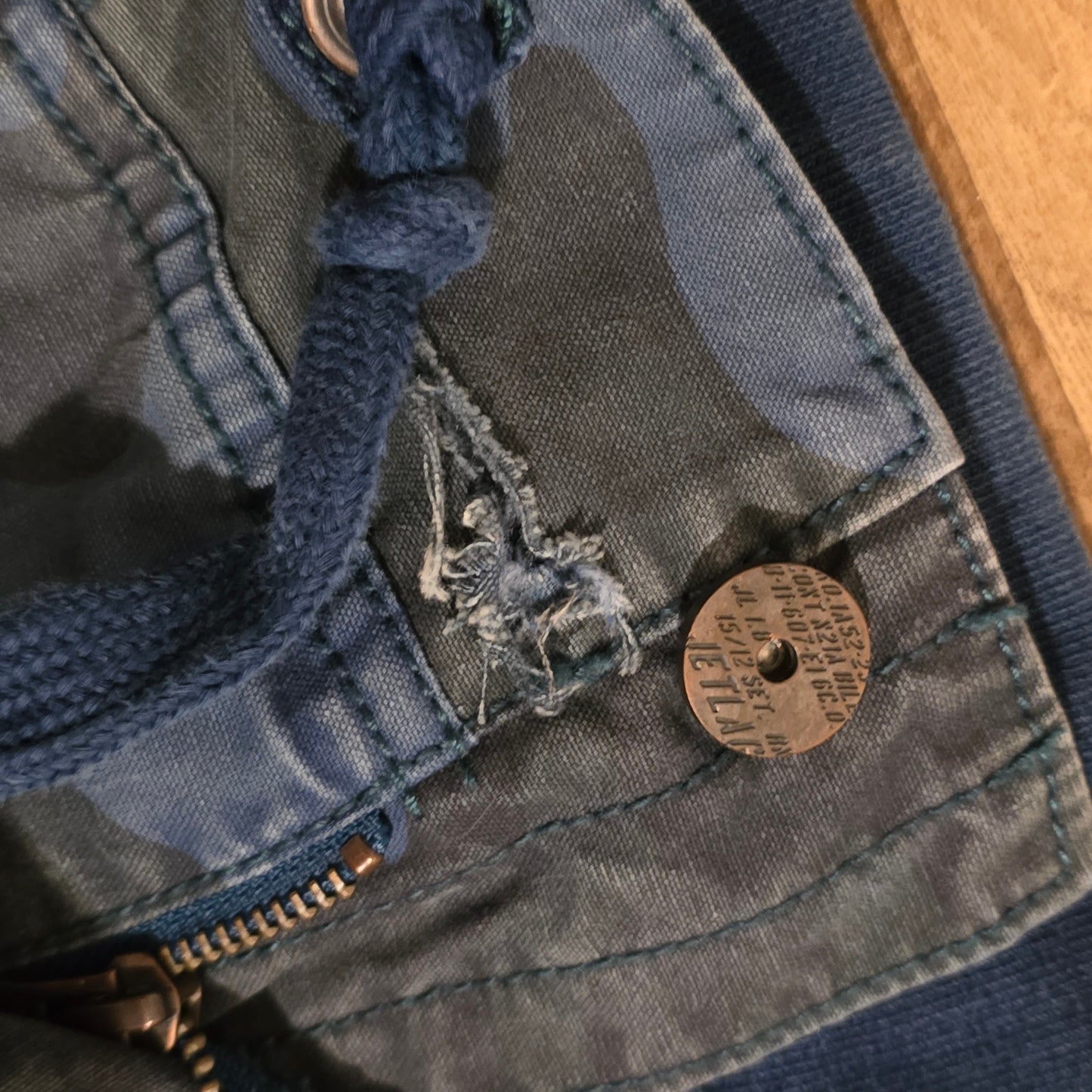 Jet Lag Camo Cargo Jeans – Blue/Gray Military Style Pants