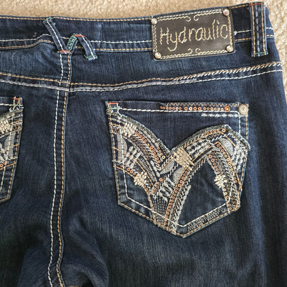 Hydraulic Jeans Size 16 Dark Wash Bootcut Y2K Embroidered