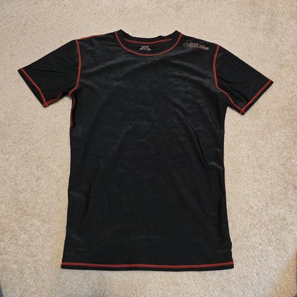 Vintage Affliction Black Red Trim Stretch Shirt Size Large Made in Taiwan