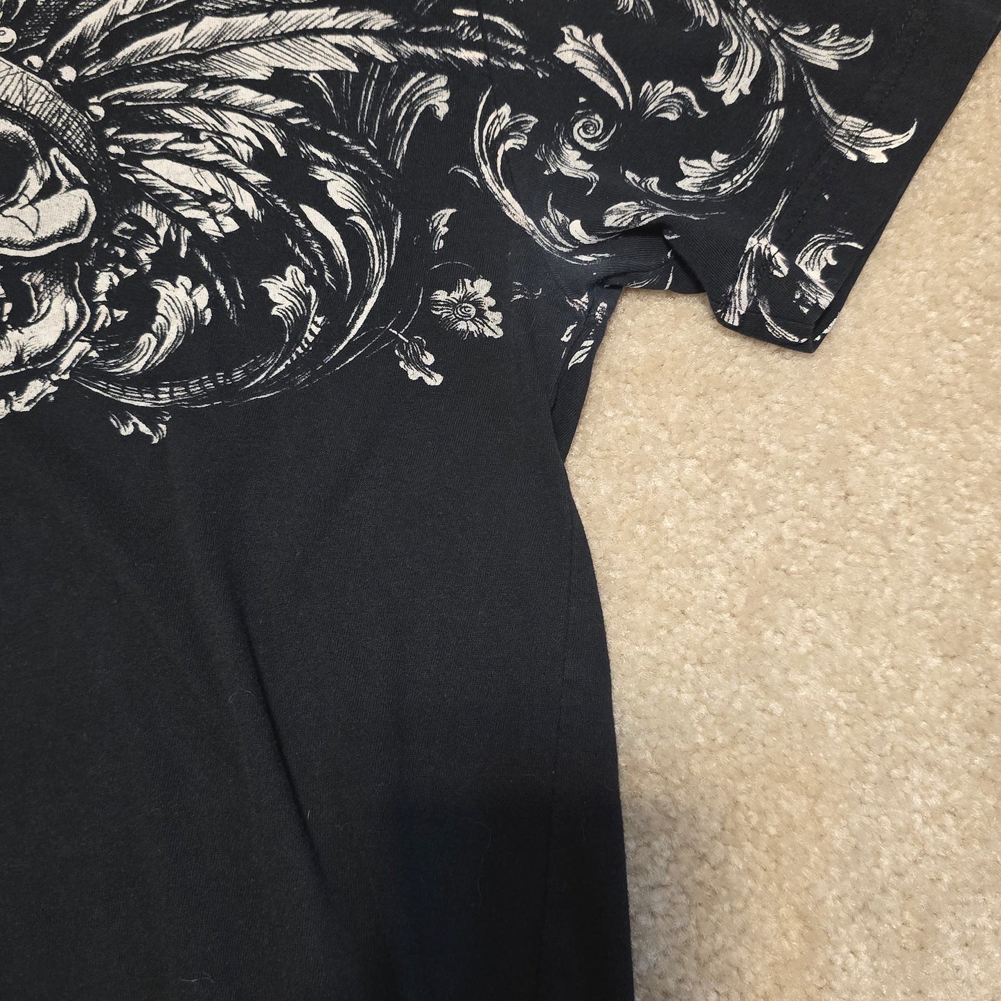 Xtreme Couture Double Skull Wing Graphic T-Shirt Black Size L Made in USA