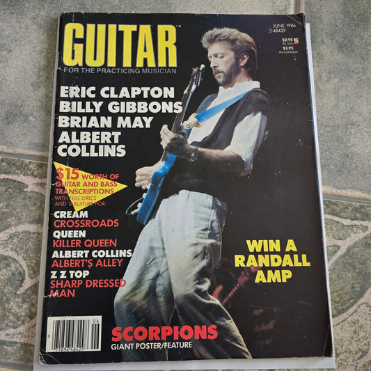 Vintage Guitar Magazine June 1986 Eric Clapton Brian May ZZ Top Scorpions