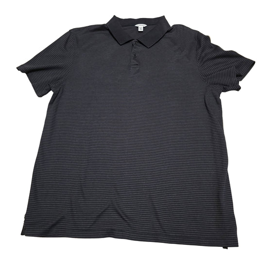 Calvin Klein Black Gray Pinstripe Polo Shirt Size XL Classic Fit Casual
