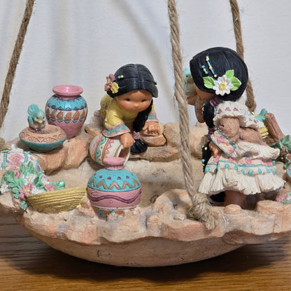 1997 Enesco Friends of the Feather Hanging Bowl Figurine by Karen Hahn