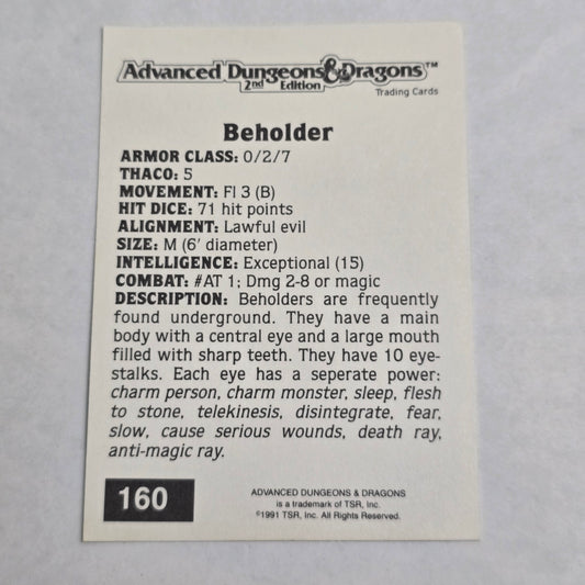 Beholder – Green Dragon Icon Variant – AD&D 2E Trading Card (#160, 1991 TSR)