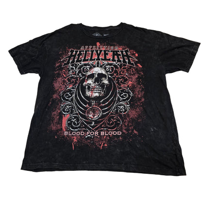 Affliction Hellyeah Blood for Blood Skull Graphic Tee Black Size XL USA Made
