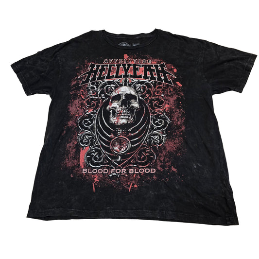Affliction Hellyeah Blood for Blood Skull Graphic Tee Black Size XL USA Made