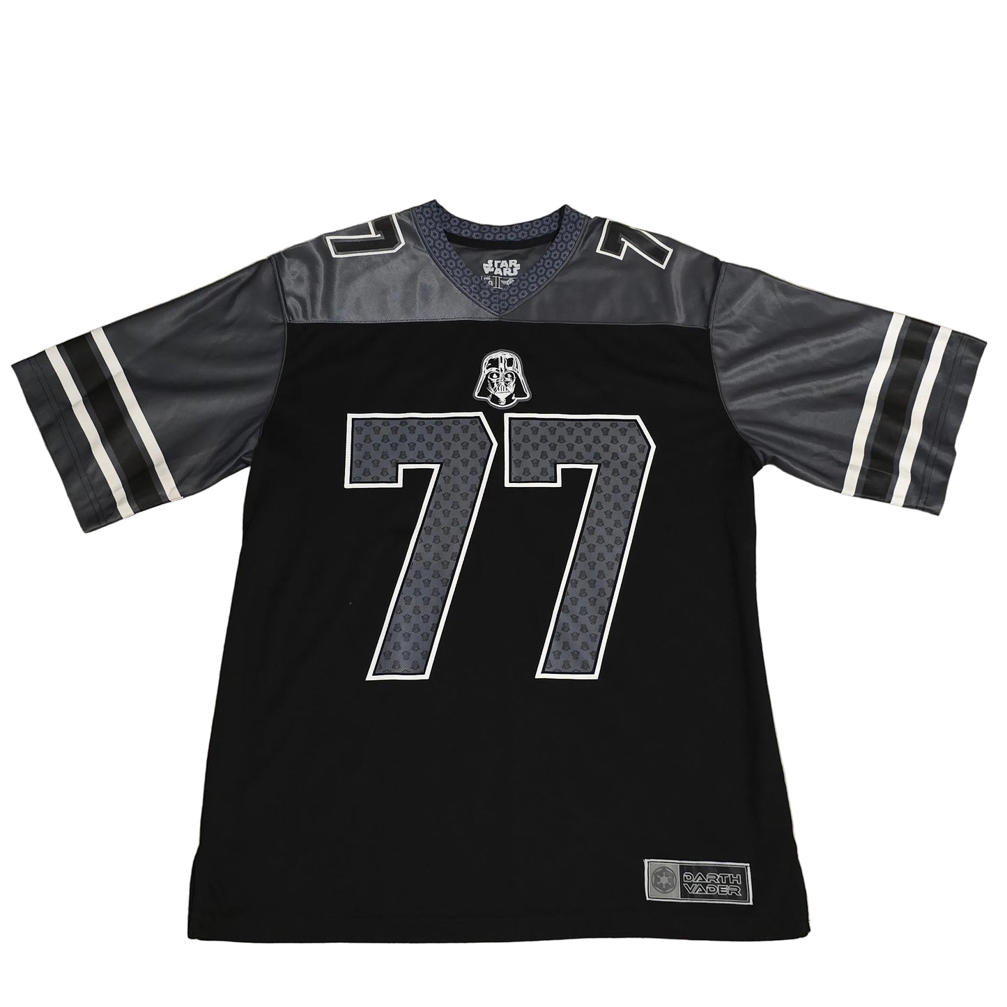 Star Wars Darth Vader 77 Black Gray Football Style Jersey Shirt Size Large