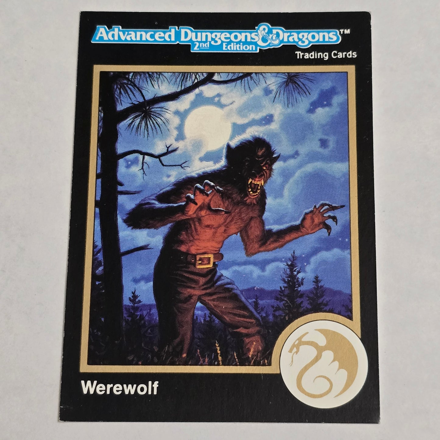 AD&D 2E Trading Card — Lycanthrope, Werewolf (#330) — Gold Border Series (1992)