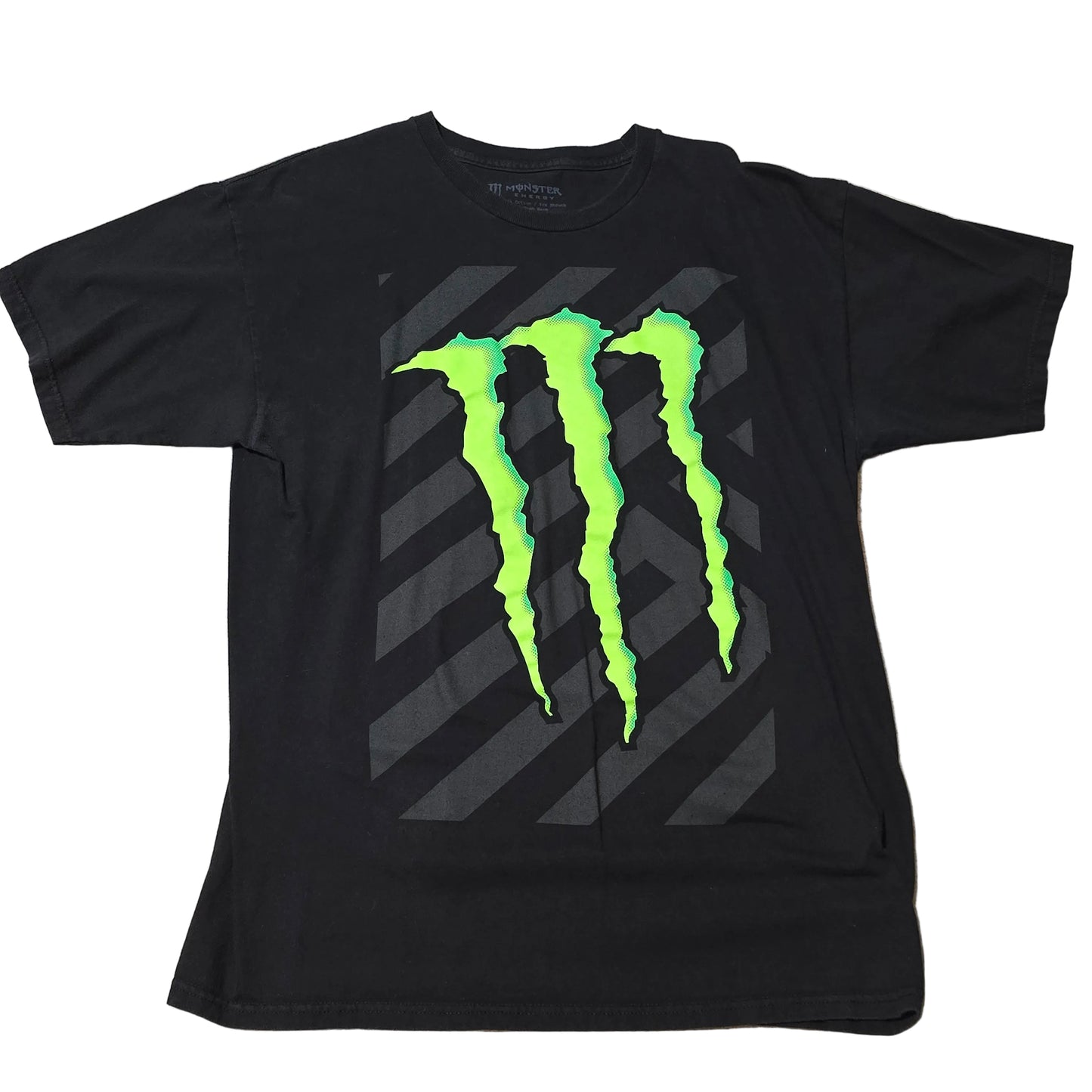 Monster Energy Black Neon Green Claw Logo T-Shirt Short Sleeve Adult Tee