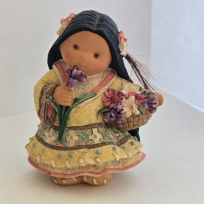 1998 Friends of the Feather – Girl with Flowers Figurine – Enesco – Karen Hahn – 477605