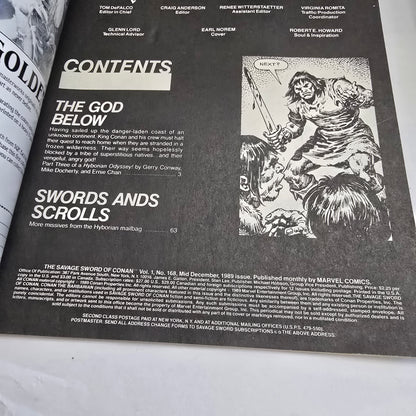 Savage Sword of Conan #168 (Dec 1989) Marvel Magazine