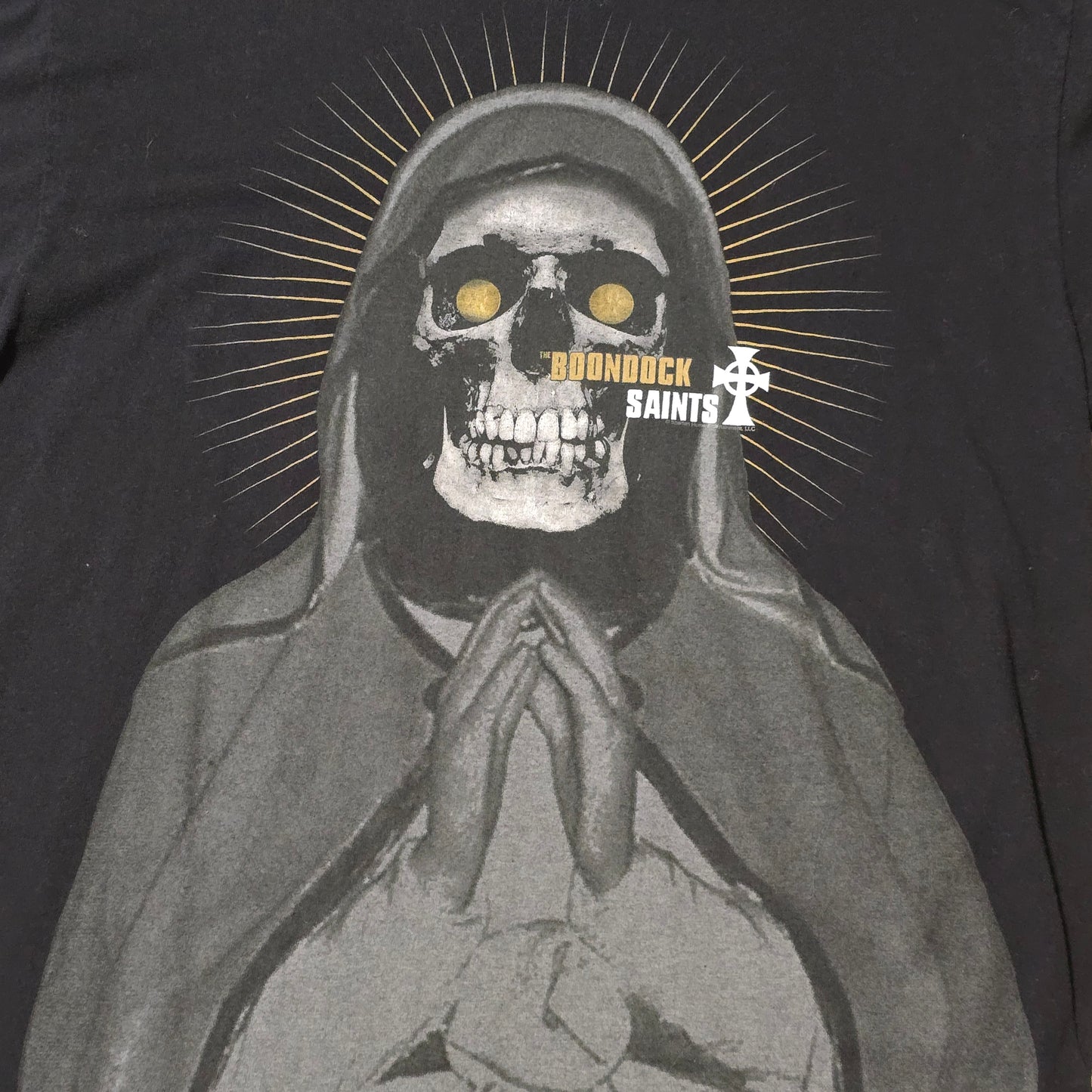 Boondock Saints Skull Prayer Graphic T-Shirt Black Short Sleeve Adult Tee